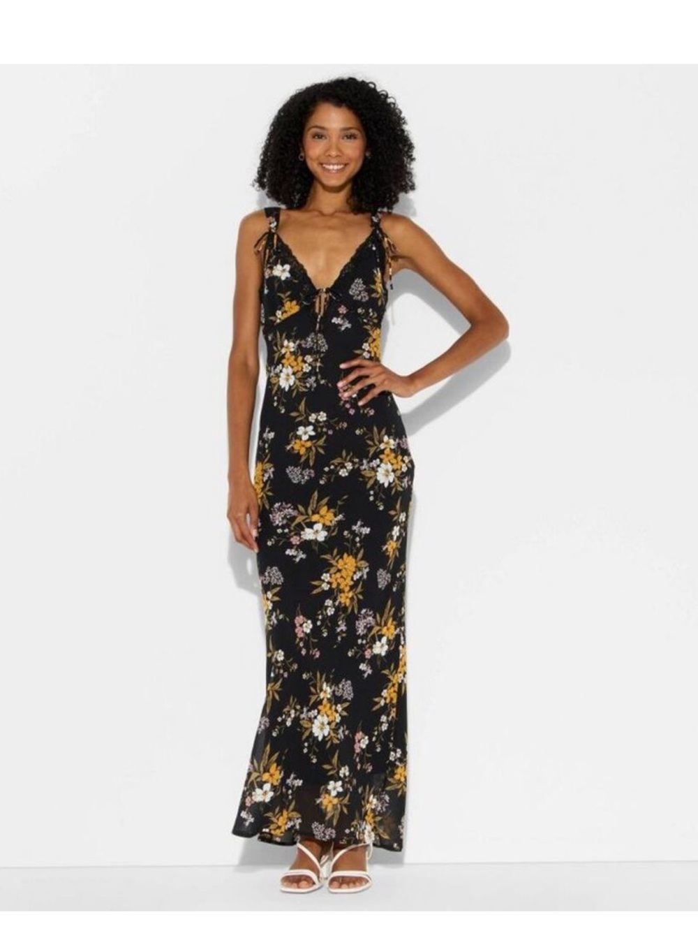 Wild Fable Black Floral Maxi Slip Dress